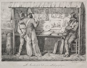 Litografihandleren av Nicolas Toussaint Charlet