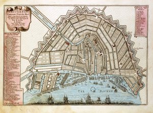 Kart over Amsterdam. Atlas av Nicolas de Fer (1646-1720), Paris 1700.