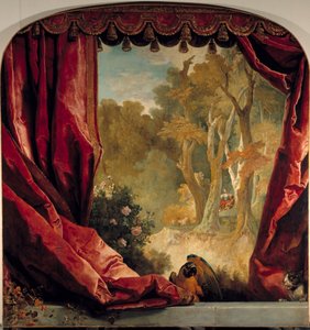 Dekorativ komposisjon med gardiner, landskap og dyr Maleri av Nicolas de Largilliere (1656-1746) 1700-tallet Søn. 2,61x2,51 m av Nicolas de Largillière