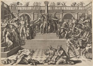 Massakren på de uskyldige av Nicolaus Beatrizet, after Marco Dente, after Baccio Bandinelli