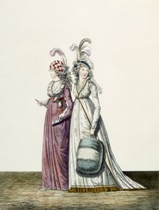 Aftenkjoler, fig 34 og fig 35 fra 'The Gallery of Fashion', 1797