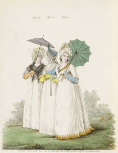 Morgenkjoler, fiken. 107, 108 og 109 fra Nikolaus Heideloffs `Gallery of Fashion