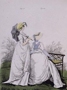 Morgenkjoler, fiken. 338 og 339 fra Nikolaus Heideloffs "Gallery of Fashion" Vol II, juni 1802 (trykk) av Nicolaus von Heideloff