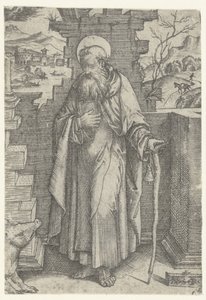 Sankt Antonius den store med tau-kors og gris