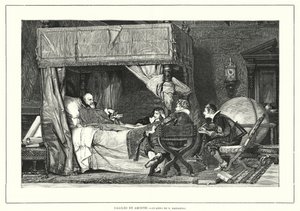 Den italienske astronomen Galileo Galilei i Arcetri, Italia, hvor han døde i 1642 (litho) av Nicolo (after) Barabino