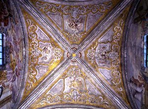 Utsikt over det hvelvede taket (fresco) av Nicolo Nannetti