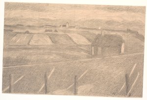 Landskap ved Ferring, fyr opplyst