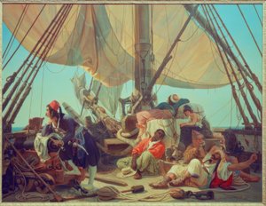 Pirater på dekket av skipet sitt