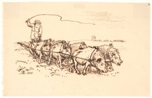 Blære Bonde pløyer jord av Niels Skovgaard
