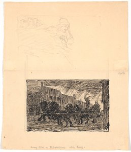 To illustrasjonsutkast til Sønderjyske Folkesagn, v. F. Ohrt. F.o. Hvor forventer du minst det og f.n. Kong Abel og taudreperne av Niels Skovgaard