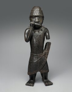 Figur av en hornblåser, nigeriansk, ca. 1504-50 (kobberlegering)