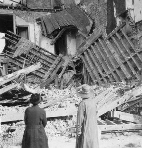 Hus ødelagt av en bombe, Armentières, Frankrike, første verdenskrig, c1914-c1918
