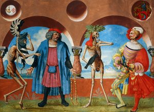 Death, regjeringssjef og borgerlig i Bern fra Dance of Death-syklusen av Albrecht Kauw