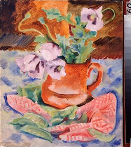 Nature morte, valmuer (Still Life, Poppyes) - Verk av Nikolai Andreyevich Tyrsa (Tirsa) (1887-1942), gouache og tempera på papp av Nikolai Adrianovich Tyrsa