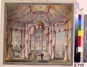 Interiørdesign for boudoiret i grev Bezborodko-huset i Moskva, 1790-tallet av Nikolai Alexandrovich Lvov