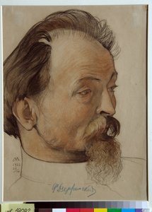 Portrett av Felix Dzerzhinsky (1877-1926), bolsjevikisk revolusjonær, grunnlegger og leder av Cheka (Feliks E. Dzerzhinsky) - Tegning av Nikolai Andreevich (1873-1932), blod og kritt på papir (32,3x24,3 cm)