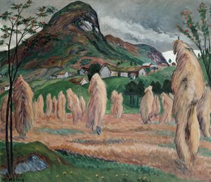 Høstfukt og vandreskiver på stang av Nikolai Astrup