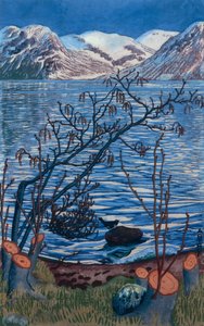Fugl på stein av Nikolai Astrup