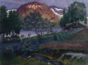Julinatt i hagen (olje på lerret) av Nikolai Astrup