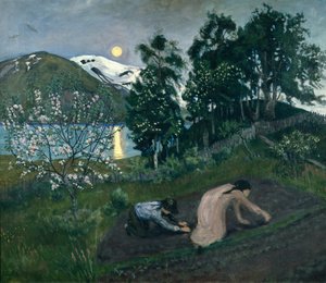 Vårnatt i hagen av Nikolai Astrup