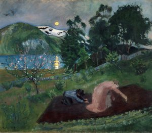 Vårnatt i hagen (Nattarbeid i hagen) av Nikolai Astrup