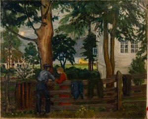 Sommernatt ved hageporten (olje på lerret) av Nikolai Astrup