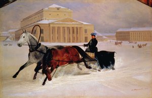 Polepar med en sporhest ved Bolshoi Theatre i Moskva, 1852