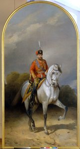 Portrett av keiser Alexander III (1845-1894) i uniform av husarregimentet til den keiserlige garde. (Portrett av keiser Alexander III (1845-1894) i uniformen til husarregimentet til Leib-garden). Maleri av Nikolai Yegorovich Sverchkov