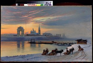"Utsikt over Angara-elven i Irkutsk i Sibir" Maleri av Nikolai Florianovich Dobrovolsky (1837-1900) 1886 State Art Museum, Irkutsk av Nikolai Florianovich Dobrovolsky