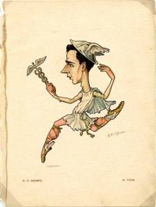 Ballettdanser og koreograf Michel Fokine Fra: Russisk ballett i karikaturer, 1902-1905 av Nikolai Gustavovich Legat