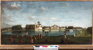Utsikt over Ostankino-godset av Podklyuchnikov, Nikolai Ivanovich (1813-1877). Olje på lerret av Nikolai Ivanov Podklutchnikov