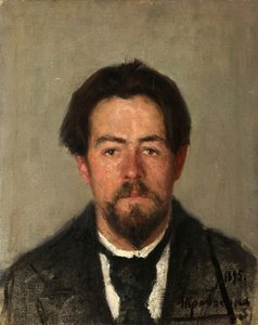 Portrett av forfatteren Anton Chekhov', 1860-1904, 1895. av Nikolai Ivanovich Kravchenko