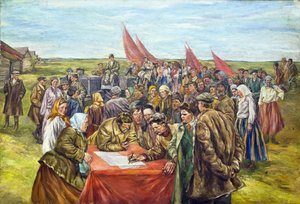 Signering av statsobligasjoner, midten av 1930-tallet. av Nikolai Ivanovich Shestakov
