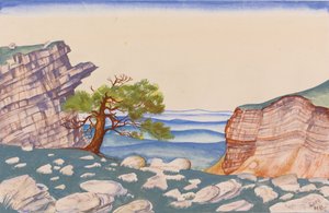 Scenedesign for balletten The Rite of Spring Le Sacre du Printemps av I. Stravinsky av Nikolai Konstantinowitsch Roerich