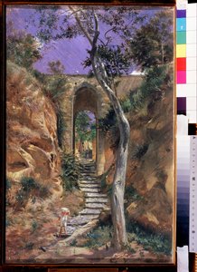 "" Le pont de Vico (Corse?) "" Peinture de Nikolai Ge (homofil) (1831-1894) 1858 Mål 45,5x30 cm Statens Tretyakov-galleri, Moskva av Nikolai Nikolajevitch Gay
