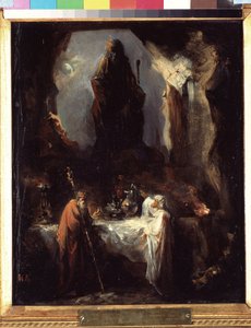 Profeten Daniel fortalte Nebukadnesar sin tolkning av Gud. (Profeten Daniel forteller til Nebukadnesar Guds tolkning). Og nekter å spise maten som ble ofret til avguden og å tilbe den gyldne statuen av kongen av Babylon, nektet han av Nikolai Petrovich Lomtev