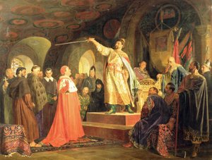 Prins Roman av Halych-Volhynia mottok ambassadørene til pave Innocent III, 1875