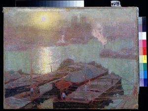 Seinen i Paris (Seinen i Paris). Maleri av Nikolai Vasilyevich Dosekin (1863-1935). Olje på lerret, 48,2 x 63,7 cm av Nikolai Vasilyevich Dosekin