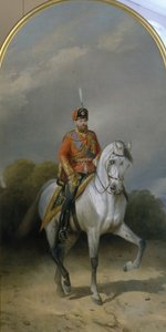 Portrett av keiser Alexander III 1845-1894 i uniformen til Hussar-regimentet til Leib-garden, 1881