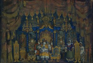 Jourdains rom. Scenografi for teaterstykket En borgerlig som adelsmann av J.-B. Molière, 1911 av Nikolaj Nikolaevic Sapunov