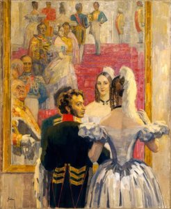 Poeten Alexander Pushkin med sin kone i Anitsch