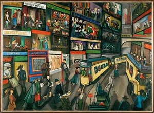 Gatescene i Berlin (olje på konglomerat) av Nikolaus Braun