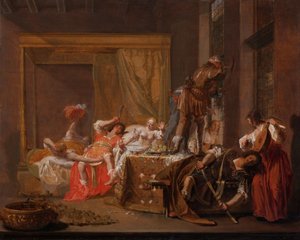 Scene from the Wedding of Messalina and Gaius Sillius, c.1645-c.1650 (oil on panel) av Nikolaus Knüpfer