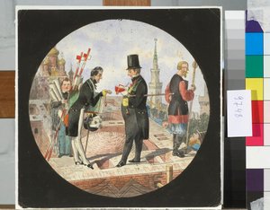 Baron Lev von Bode og arkitekt Nikolay Chichagov på byggeplassen til Grand Kremlin Palace i Moskva - Verk av Nicolas Benois (1813-1898) av Nikolay Benois