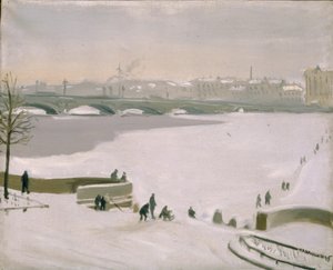 Krysser den frosne elven Neva, 1935 av Nikolay Fyodorovich Lapshin