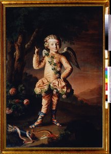 Portrait d'Ivan Yakimov en Cupidon (Portrett av Ivan Yakimov som Cupid). Peinture de Nikolai Ivanovich Argunov (Argounov) (1771-après 1829). Huile sur toile