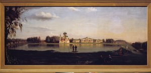 Utsikt over Ostankino-eiendommen (Moskva, Russland). Maleri av Nikolai Ivanovich Podklyuchnikov (1813-1877), olje på lerret av Nikolay Ivanovich Podklyuchnikov