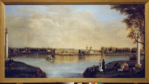 Utsikt over Kuskovo-palasset (Moskva, Russland). Maleri av Nikolai Ivanovich Podklyuchnikov (1813-1877), olje på lerret av Nikolay Ivanovich Podklyuchnikov