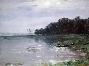 Landskap med båt, kveld