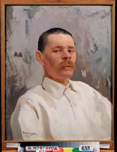 Portrett av forfatteren Maxime Gorki (Gorky) (1868-1939) av Nikolay Pavlovich Shlein